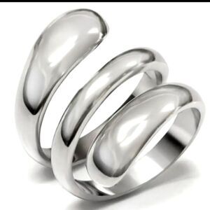 Adjustable Highly Polished Spiral Shaped Stainless Steel Ring